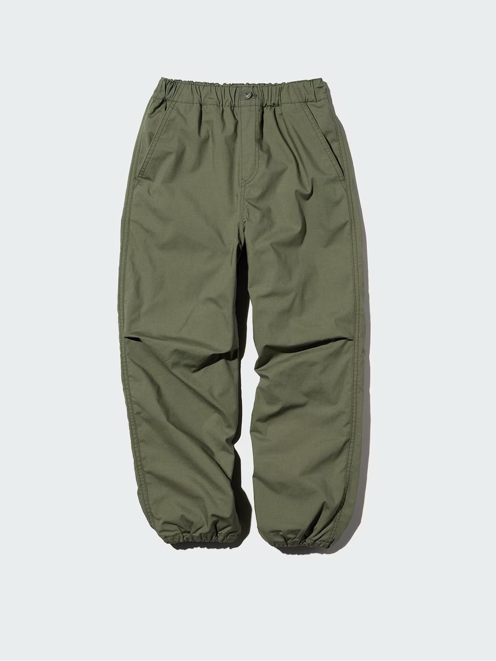 UNIQLO kids Olive Green Elastic-Waist Fleeced Lined Cargo Pants